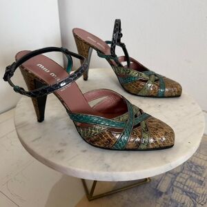 Vintage Miu Miu Fall 2004 Python Leather Almond Toe Pumps
